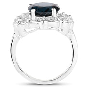 Bids.com 5.11 Carat Genuine London Blue Topaz and White Diamond .925 Sterling Silver Ring Rings