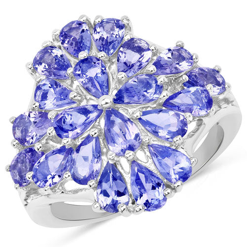 Bids.com 4.20 Carat Genuine Tanzanite .925 Sterling Silver Ring Rings