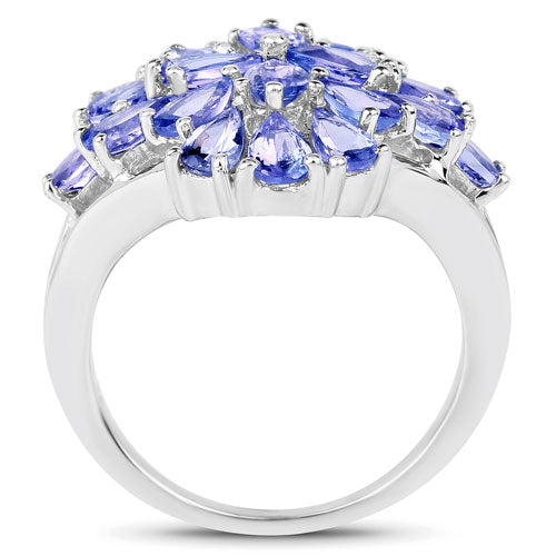 Bids.com 4.20 Carat Genuine Tanzanite .925 Sterling Silver Ring Rings