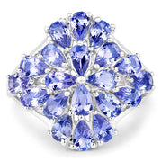 Bids.com 4.20 Carat Genuine Tanzanite .925 Sterling Silver Ring Rings
