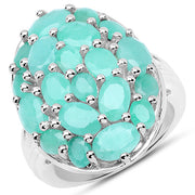 Bids.com 5.48 Carat Genuine Emerald .925 Sterling Silver Ring Rings