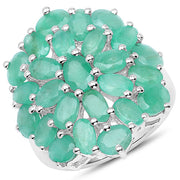 Bids.com 5.88 Carat Genuine Emerald .925 Sterling Silver Ring Rings
