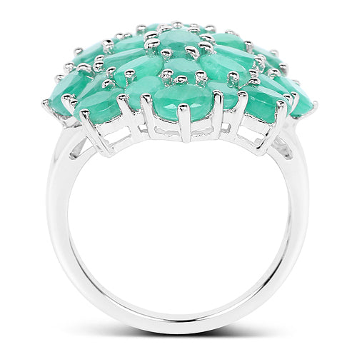 Bids.com 5.88 Carat Genuine Emerald .925 Sterling Silver Ring Rings