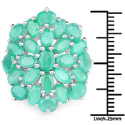 Bids.com 5.88 Carat Genuine Emerald .925 Sterling Silver Ring Rings