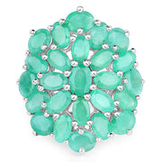 Bids.com 5.88 Carat Genuine Emerald .925 Sterling Silver Ring Rings
