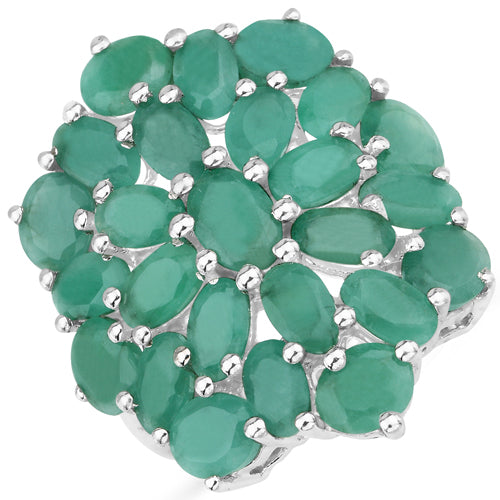 Bids.com 5.88 Carat Genuine Emerald .925 Sterling Silver Ring Rings