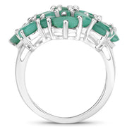 Bids.com 5.88 Carat Genuine Emerald .925 Sterling Silver Ring Rings