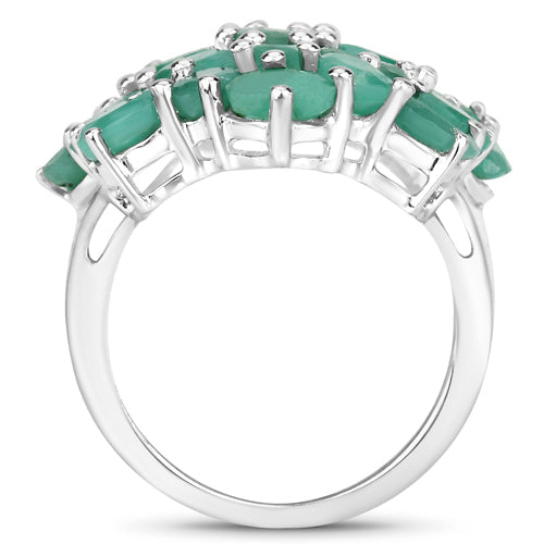 Bids.com 5.88 Carat Genuine Emerald .925 Sterling Silver Ring Rings