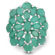 Bids.com 5.88 Carat Genuine Emerald .925 Sterling Silver Ring Rings