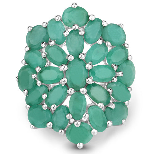 Bids.com 5.88 Carat Genuine Emerald .925 Sterling Silver Ring Rings