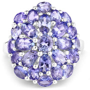 Bids.com 7.08 Carat Genuine Tanzanite .925 Sterling Silver Ring Rings
