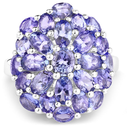 Bids.com 7.08 Carat Genuine Tanzanite .925 Sterling Silver Ring Rings