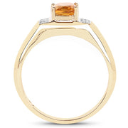 Bids.com 14K Yellow Gold Plated 1.36 Carat Genuine Citrine & White Topaz .925 Sterling Silver Ring Rings