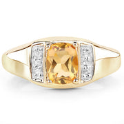 Bids.com 14K Yellow Gold Plated 1.36 Carat Genuine Citrine & White Topaz .925 Sterling Silver Ring Rings