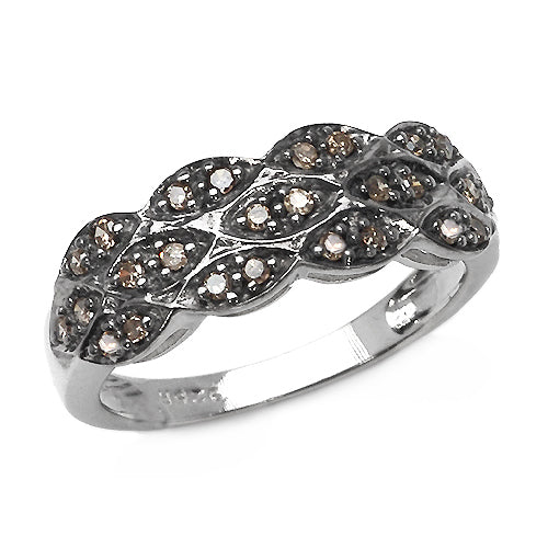Bids.com 0.31 Carat Genuine Champagne Diamond .925 Sterling Silver Ring Rings
