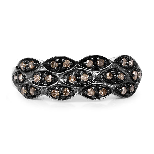 Bids.com 0.31 Carat Genuine Champagne Diamond .925 Sterling Silver Ring Rings