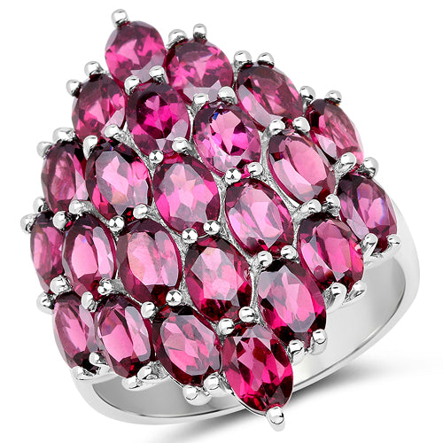 Bids.com 11.50 Carat Genuine Rhodolite .925 Sterling Silver Ring Rings