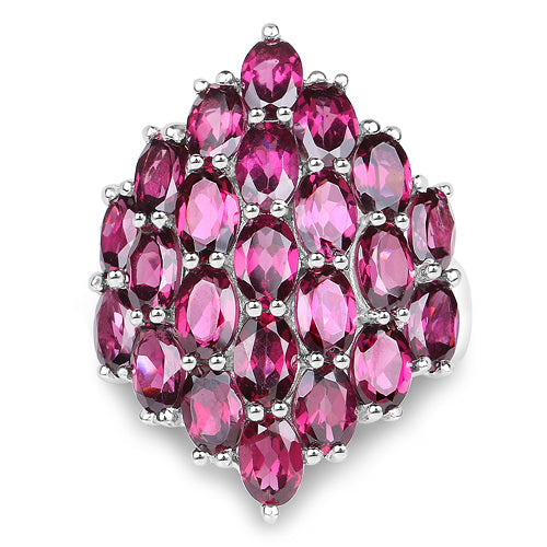 Bids.com 11.50 Carat Genuine Rhodolite .925 Sterling Silver Ring Rings