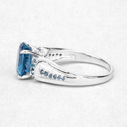 Bids.com 2.72 Carat Genuine London Blue Topaz and Blue Diamond .925 Sterling Silver Ring Rings