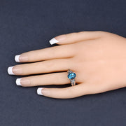 Bids.com 2.72 Carat Genuine London Blue Topaz and Blue Diamond .925 Sterling Silver Ring Rings