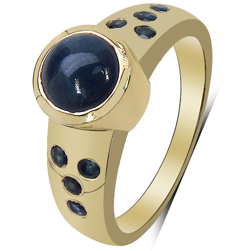 Bids.com 14K Yellow Gold Plated 1.87 Carat Genuine Blue Sapphire & White Diamond .925 Sterling Silver Ring Rings