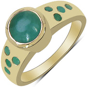Bids.com 14K Yellow Gold Plated 1.55 Carat Genuine Emerald & White Diamond .925 Sterling Silver Ring Rings