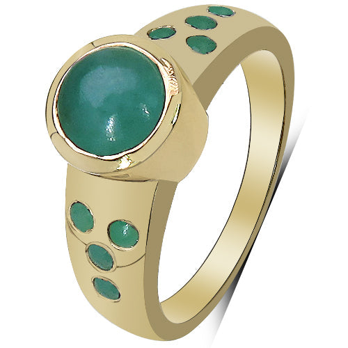 Bids.com 14K Yellow Gold Plated 1.55 Carat Genuine Emerald & White Diamond .925 Sterling Silver Ring Rings