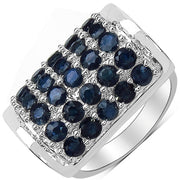 Bids.com 3.51 Carat Genuine Blue Sapphire & White Diamond .925 Sterling Silver Ring Rings