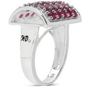 Bids.com 3.01 Carat Genuine Ruby & White Diamond .925 Sterling Silver Ring Rings