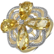 Bids.com 14K Yellow Gold Plated 8.81 Carat Genuine Citrine & White Diamond .925 Sterling Silver Ring Rings