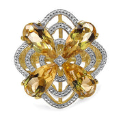 Bids.com 14K Yellow Gold Plated 8.81 Carat Genuine Citrine & White Diamond .925 Sterling Silver Ring Rings