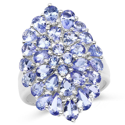 Bids.com 4.62 Carat Genuine Tanzanite .925 Sterling Silver Ring Rings