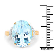 Bids.com 14K Yellow Gold Plated 11.32 Carat Genuine Blue Topaz and White Topaz .925 Sterling Silver Ring Rings
