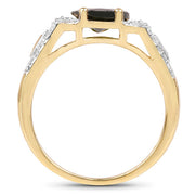 Bids.com 18K Yellow Gold Plated 2.79 Carat Genuine Chrome Diopside & White Topaz .925 Sterling Silver Ring Rings