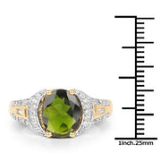 Bids.com 18K Yellow Gold Plated 2.79 Carat Genuine Chrome Diopside & White Topaz .925 Sterling Silver Ring Rings