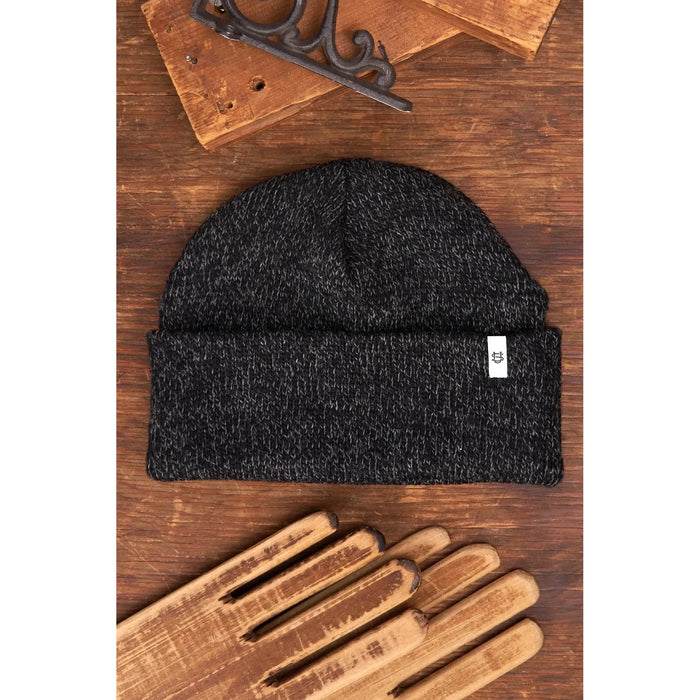 Black Melange Ragg Wool Beanie