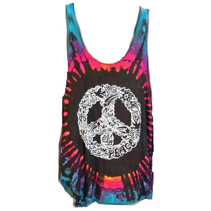 Threddies Tie Dye Racerback Tank With Print