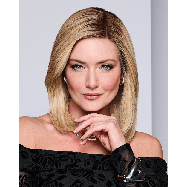 VIP Extensions Raquel Welch Midnight in Paris Luxurious Mid-Length Layered Wig, Black Label Human Hair Collection by Hairuwear, Average Cap, Rh10/20SS Shaded Buttered Walnut Wig