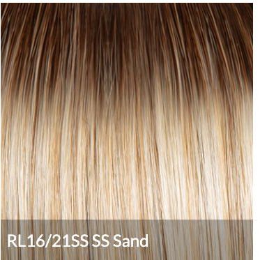 VIP Extensions Raquel Welch Take A Bow Chin Length Layered Wig with Hand Tied Base by Hairuwear, Petite Average Cap, RL1621SS Shaded Sand Synthetic Wig