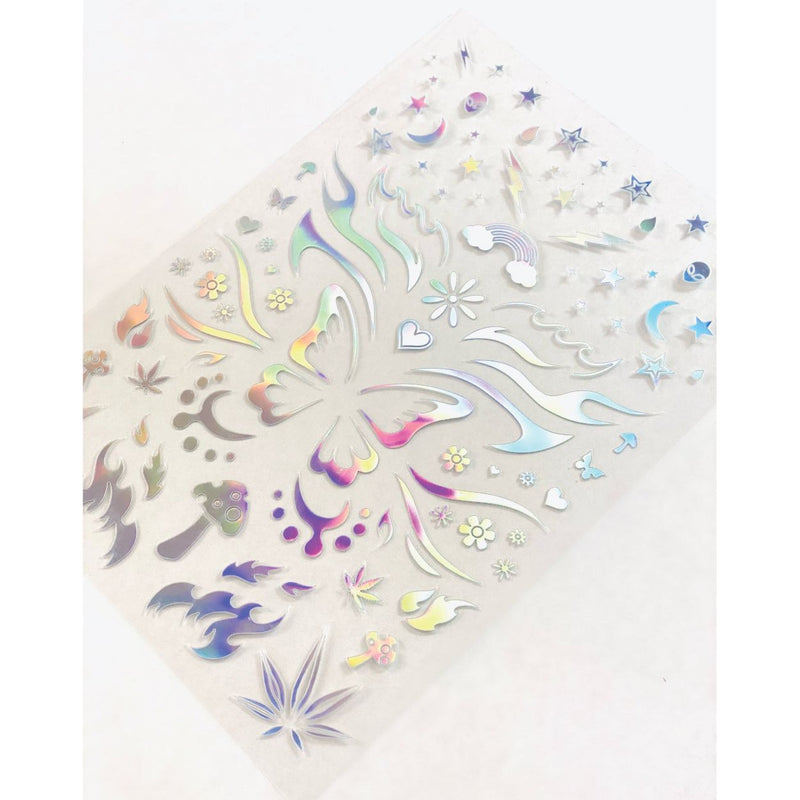Lunautics Rave Day Silver Holographic Face Decal Stickers Face Decal