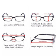 eyekeeper.com READING GLASSES 3 Pack Stylish Rectangle Readers 3-R097 Eyeglasses