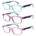 eyekeeper.com - 3 Pack Floral Print Rectangle Reading Glasses 3PKR029