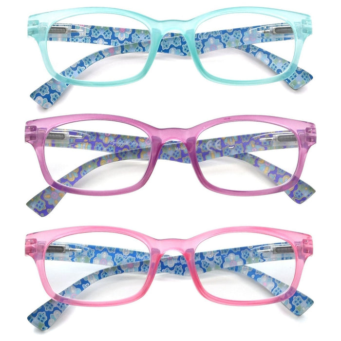 eyekeeper.com - 3 Pack Floral Print Rectangle Reading Glasses 3PKR029