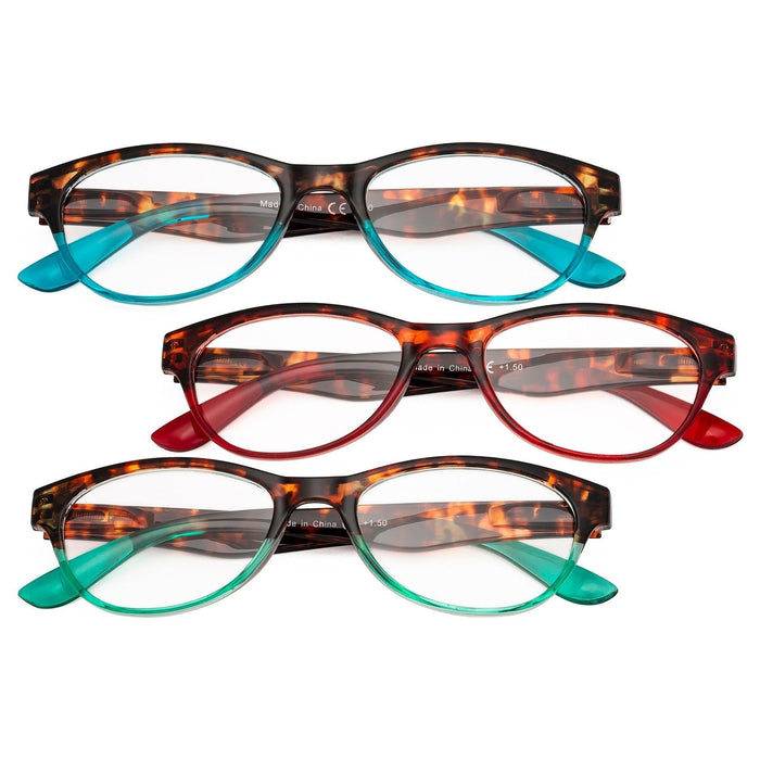 eyekeeper.com - 3 Pack Tortoise Arm Oval Reading Glasses R074D