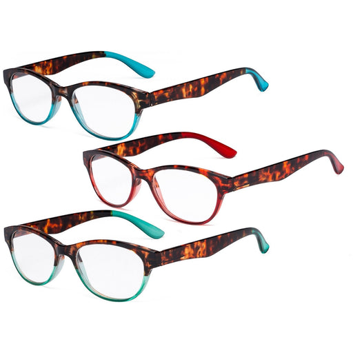 eyekeeper.com - 3 Pack Tortoise Arm Oval Reading Glasses R074D