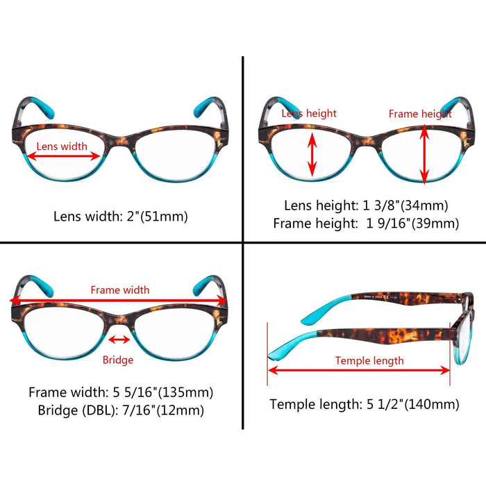 eyekeeper.com - 3 Pack Tortoise Arm Oval Reading Glasses R074D