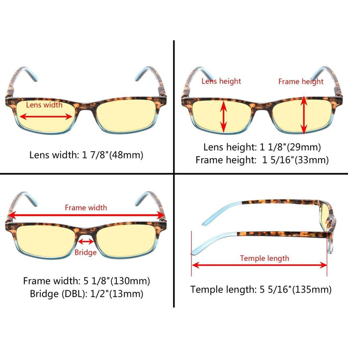 Eyekeeper.Com - Rectangle Blue Light Blocking Reading Glasses Tmcg111