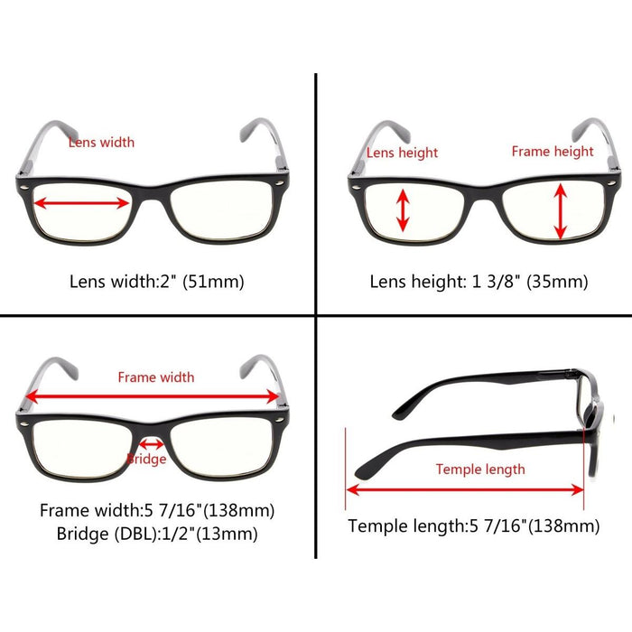 Eyekeeper.Com - Rectangle Blue Light Blocking Reading Glasses Cg075