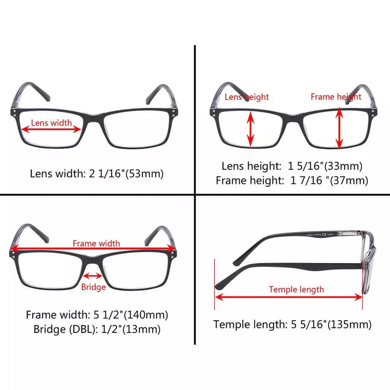 eyekeeper.com Rectangle Reading Glasses Comfort Classic Readers R802 Eyeglasses