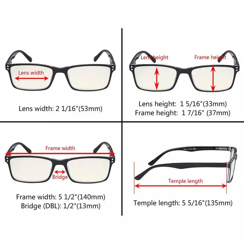 eyekeeper.com Rectangle Stylish Blue Light Filter Reading Glasses UVR802 Eyeglasses